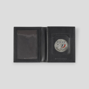 Porte-cartes professionnel 3 volets en cuir avec emplacement Navigo - Noir - GK