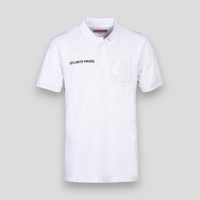 Polo avec grande fenêtre matricule Sécurité Privée - Blanc - CityGuard